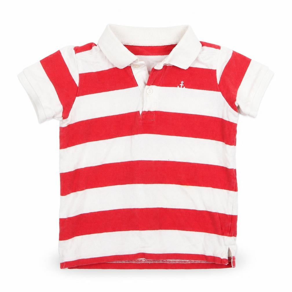 H&M Boys Red Striped  Basic Polo Size 2 Years