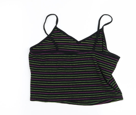 Preworn Womens Green Striped  Cropped Tank Size L