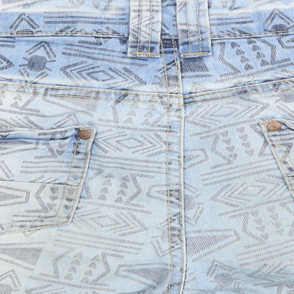 Denim co Womens Blue Argyle/Diamond Denim Cut-Off Shorts Size 8
