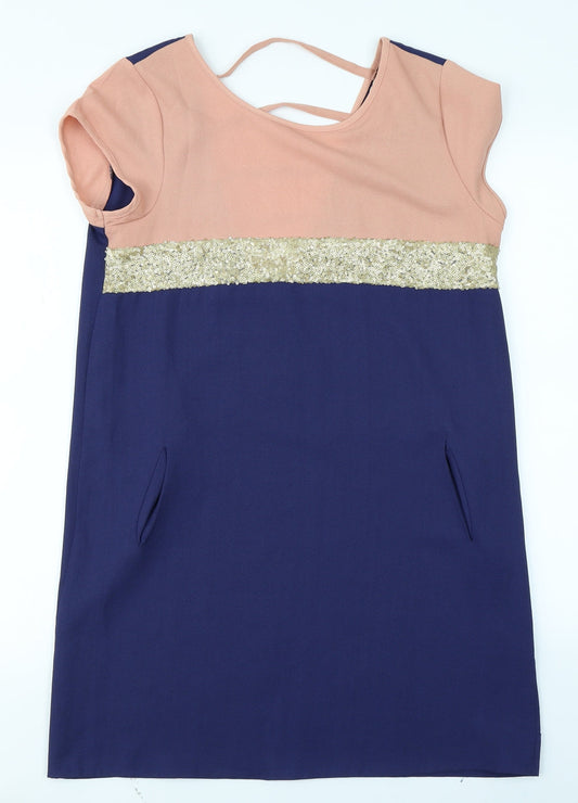 Suncoo Womens Blue Colourblock  A-Line  Size M