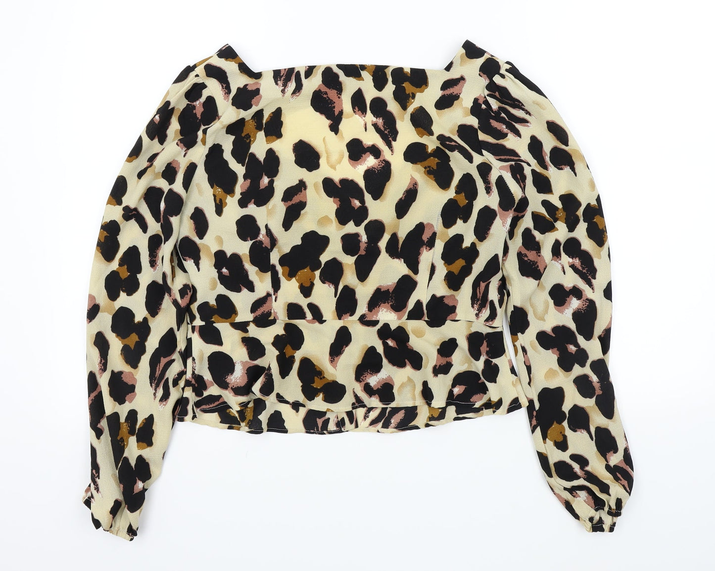 PRETTYLITTLETHING Womens Brown Animal Print  Basic Blouse Size 10