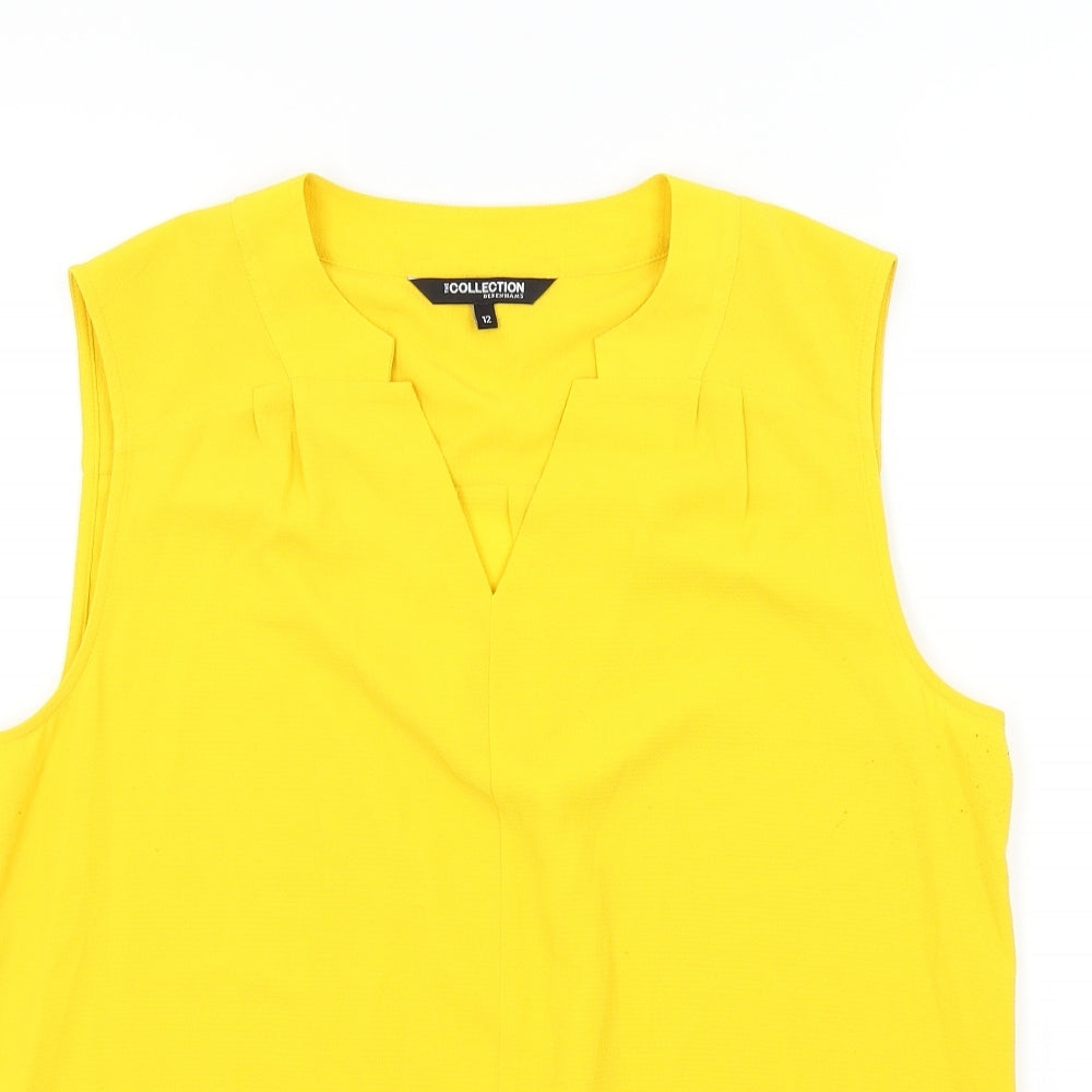 DEBINHAMS Womens Yellow Colourblock  Basic Blouse Size 12