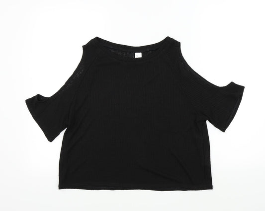 H&M Womens Black Colourblock  Basic T-Shirt Size M