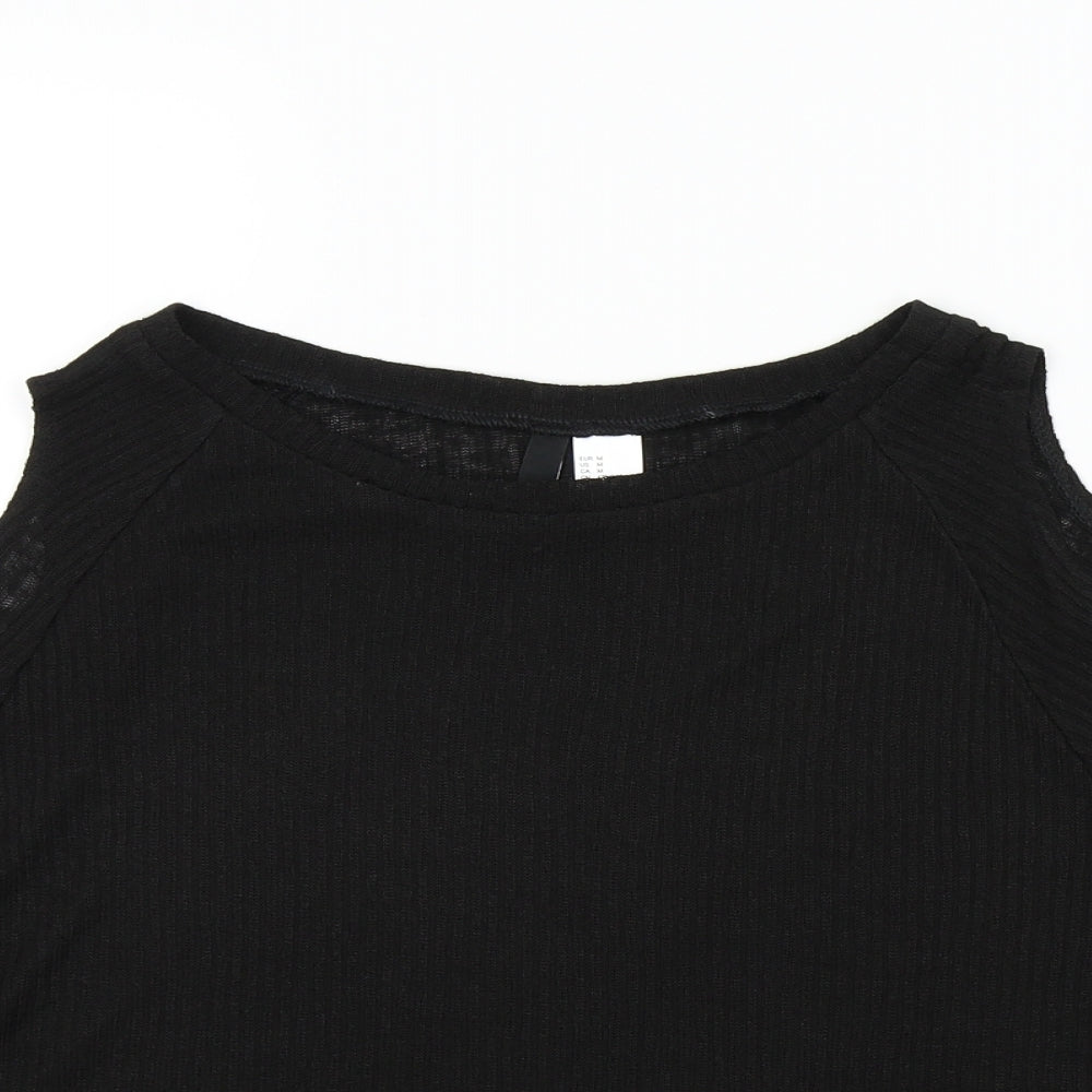 H&M Womens Black Colourblock  Basic T-Shirt Size M