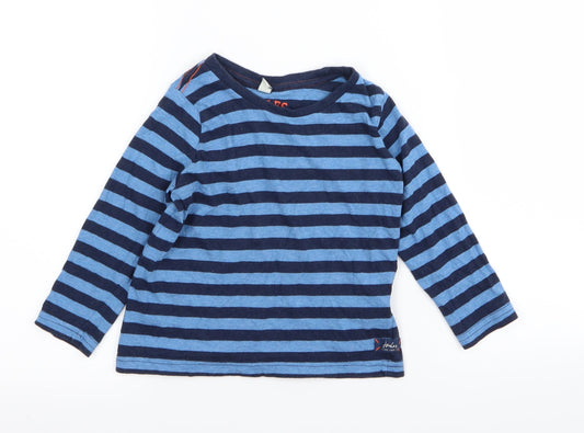 Joules Boys Blue Striped  Basic T-Shirt Size 4 Years