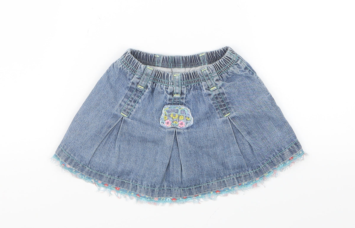 Back view of Dudu girls’ blue denim a-line skirt, size 12, months