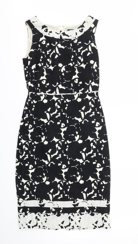 Betty Jackson Black Womens Black Floral  A-Line  Size 8