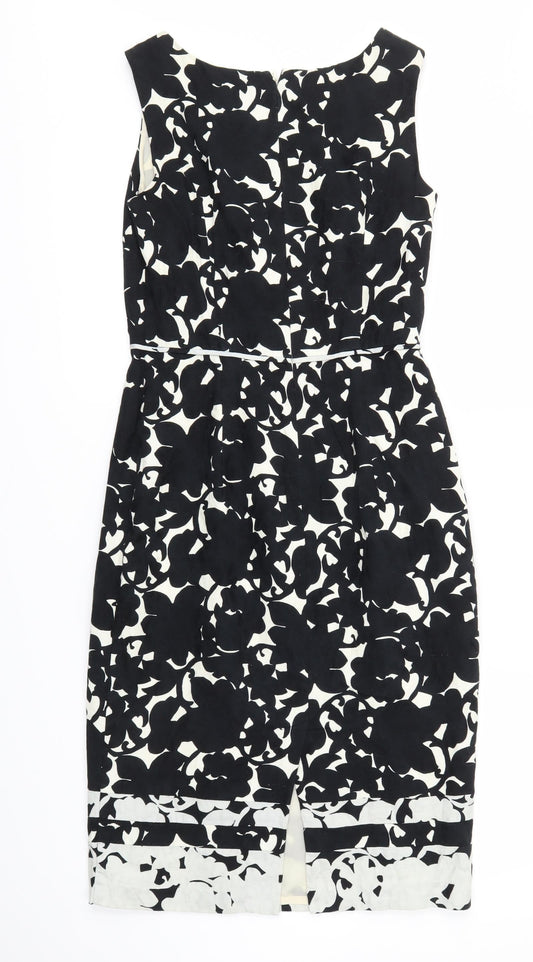 Betty Jackson Black Womens Black Floral  A-Line  Size 8