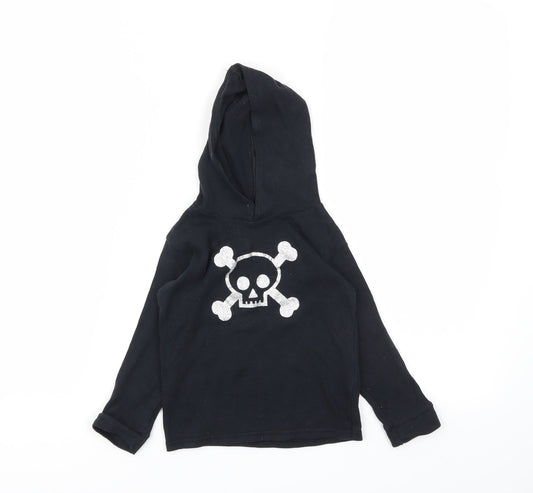 Preworn Boys Black Animal Print  Pullover Hoodie Size 2 Years