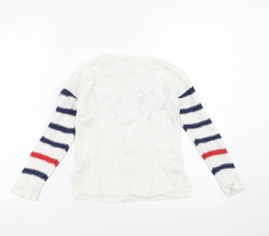 Sainsburys Girls White   Pullover Jumper Size 7 Years  - love