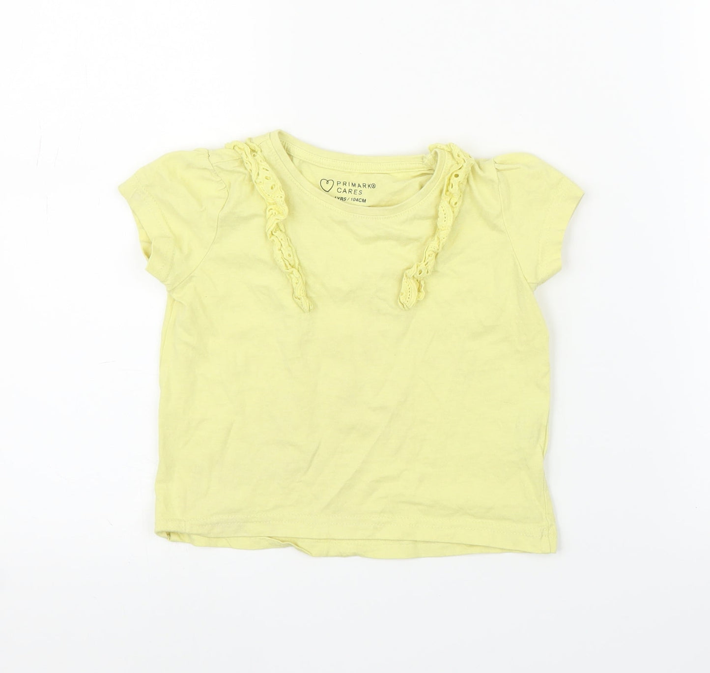 Primark Girls Yellow   Basic T-Shirt Size 3-4 Years