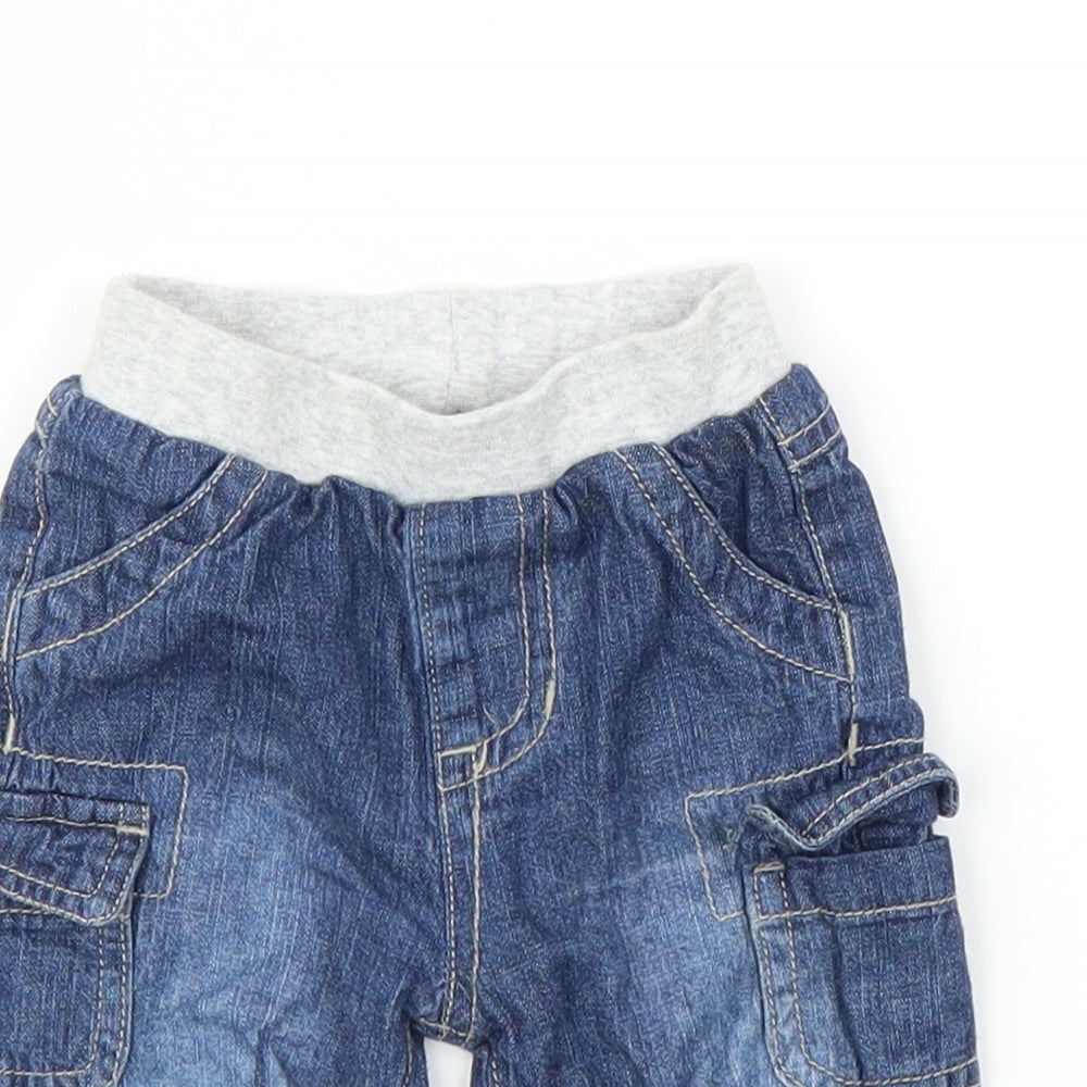 George Boys Blue  Denim Cargo Jeans Size 0-3 Months
