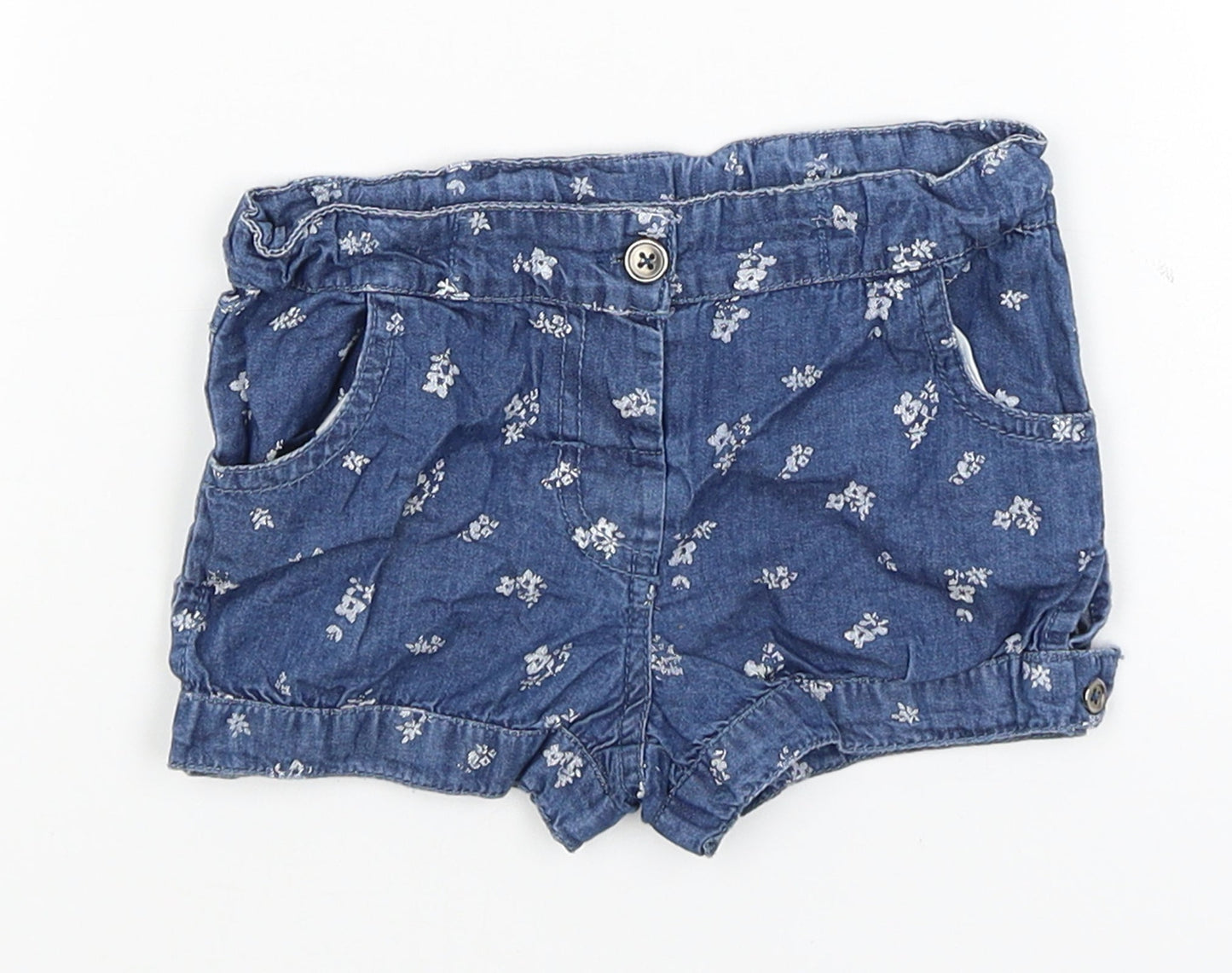 Primark Baby Blue Floral  Cropped Trousers Size 9-12 Months