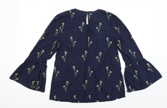 Warehouse Womens Blue Floral  Basic Blouse Size 8