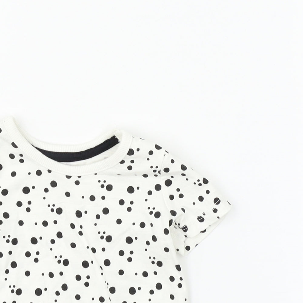 George Boys White Polka Dot  Basic Polo Size 0-3 Months