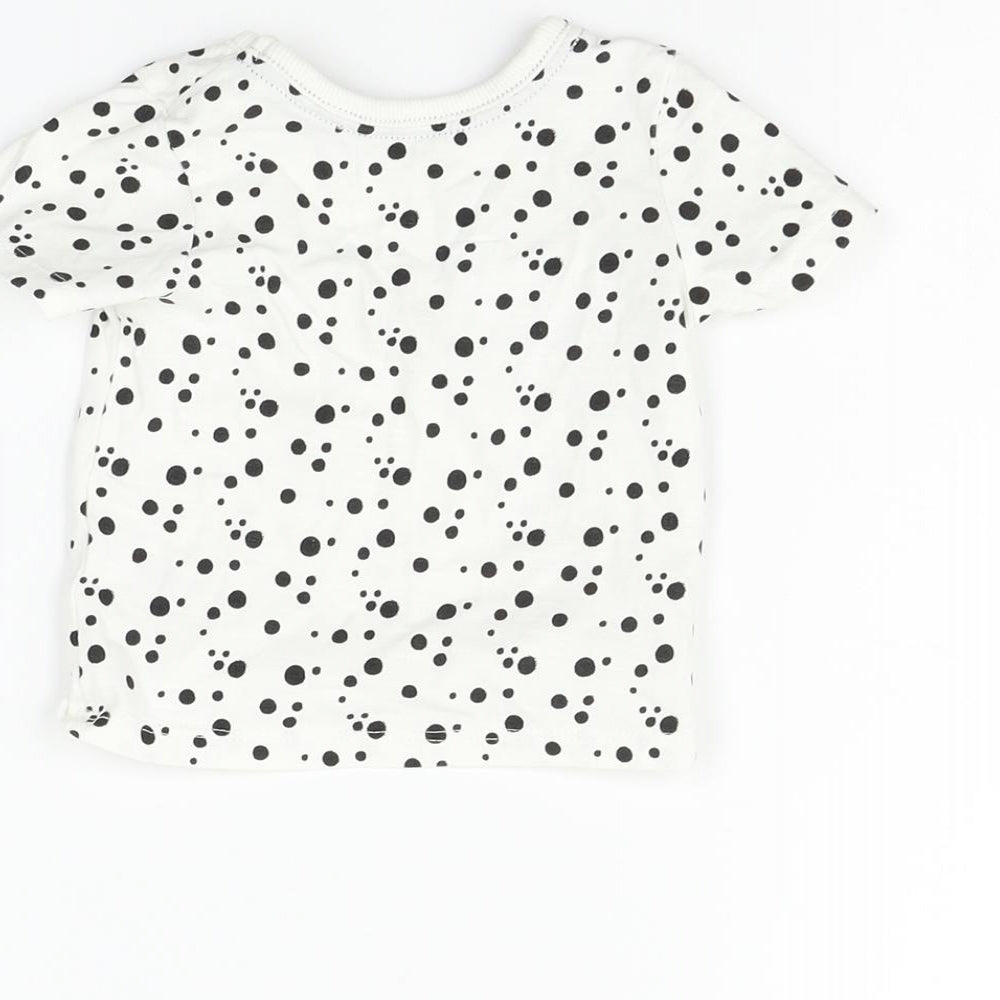 George Boys White Polka Dot  Basic Polo Size 0-3 Months