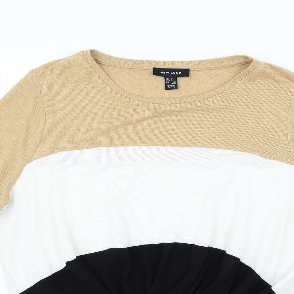 New Look Womens Beige Striped  Pullover Jumper Size L