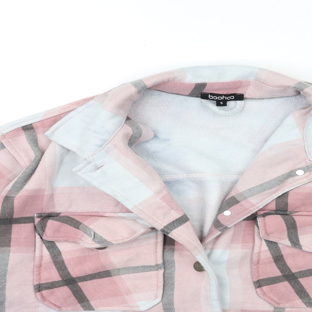 Boohoo Womens Pink Check  Jacket  Size S