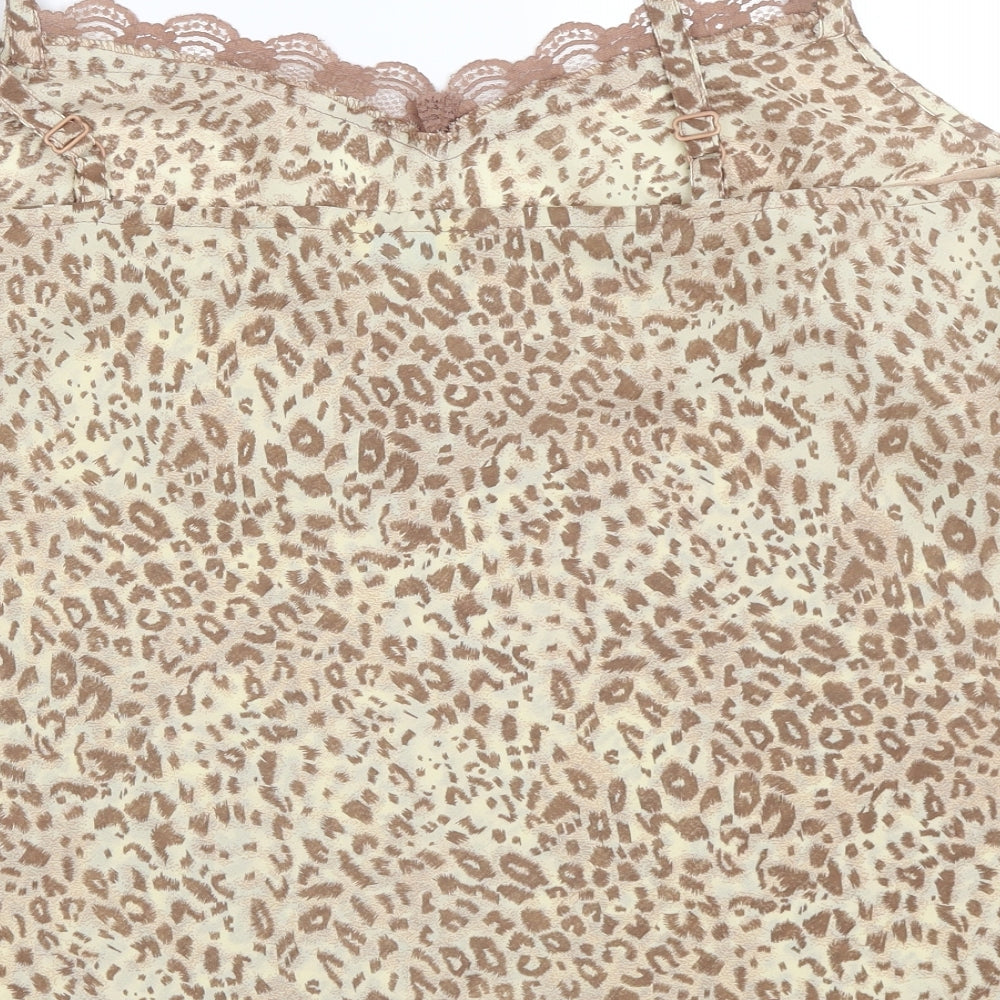 Agenda Womens Beige Animal Print  Basic Blouse Size 20