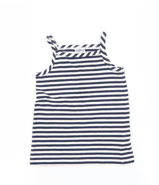 Preworn Girls Blue Striped Jersey Camisole Tank Size 2 Years