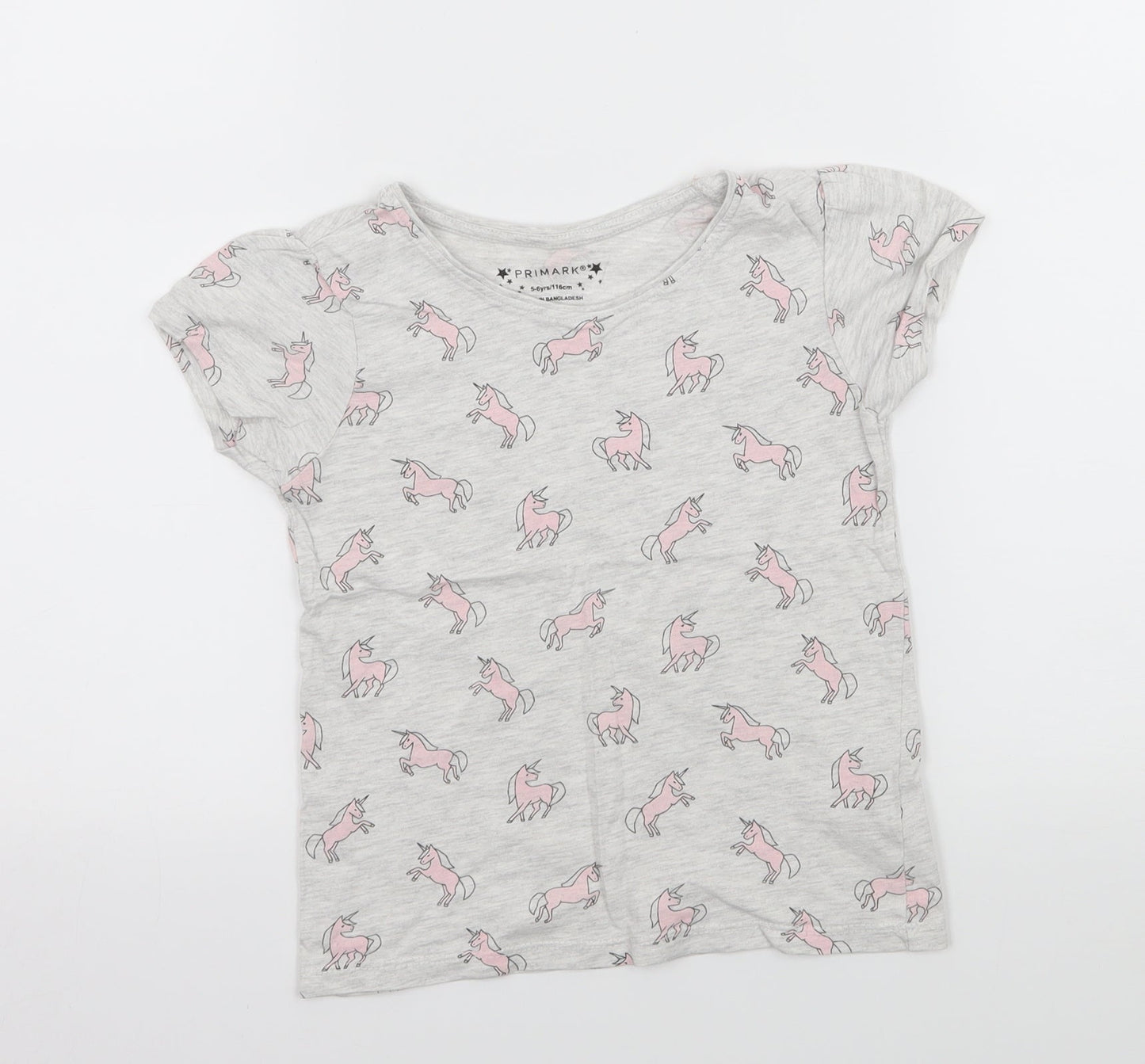 Primark Girls Grey  Jersey Basic T-Shirt Size 5-6 Years