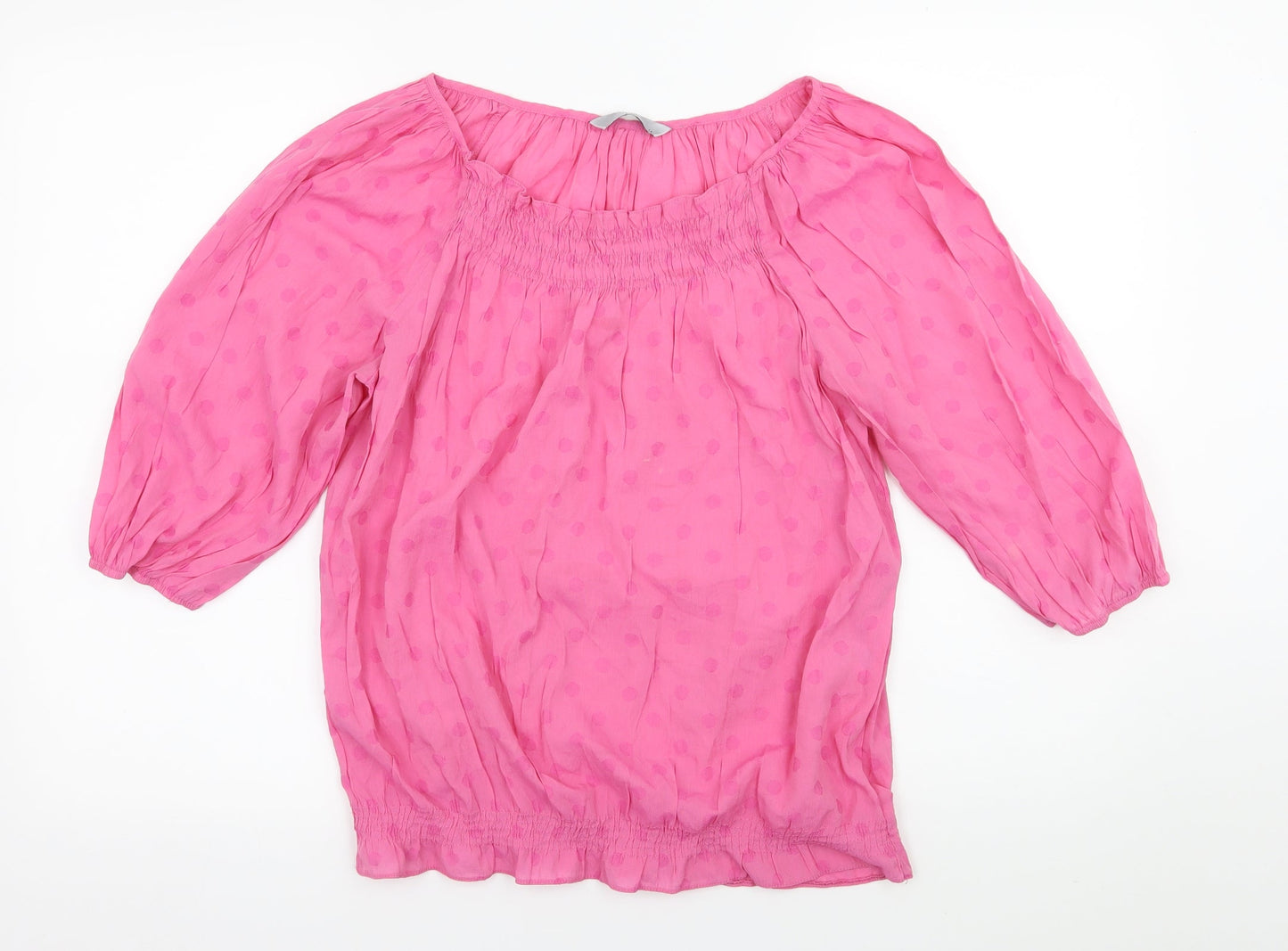 FF Womens Pink Polka Dot  Basic Blouse Size 14
