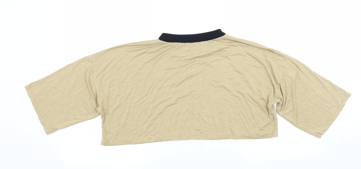 Lasula Womens Beige  Jersey Basic T-Shirt Size 8  - Calabasas