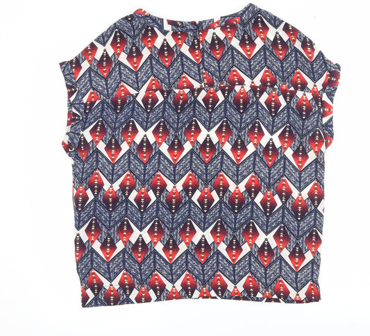 NEXT Womens Blue Geometric  Basic Blouse Size 12