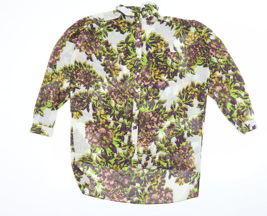 Topshop Womens White Floral  Basic Blouse Size 6