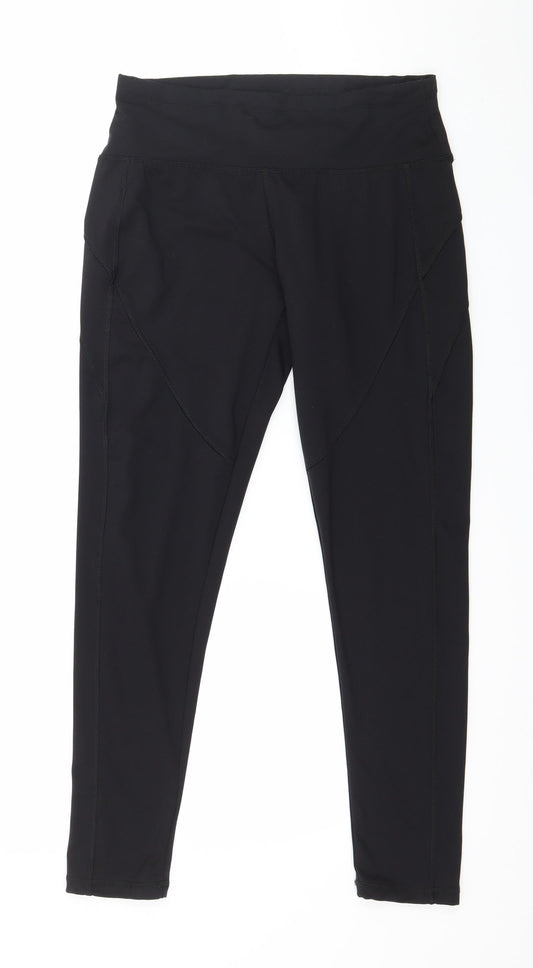 WORKOUT Womens Black  Jersey Capri Leggings Size 10 L26 in