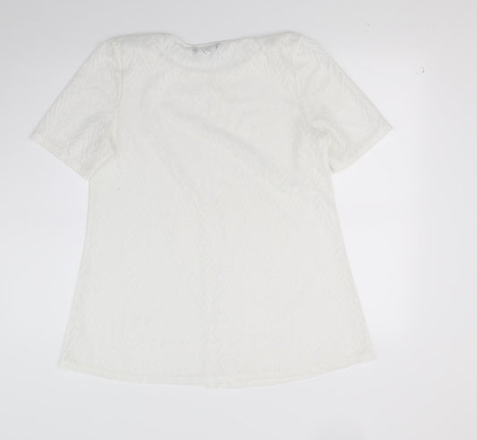 Ruifine Womens White   Tunic T-Shirt Size M