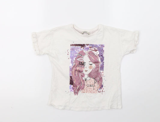 George Girls White  Jersey Basic T-Shirt Size 7 Years  - love