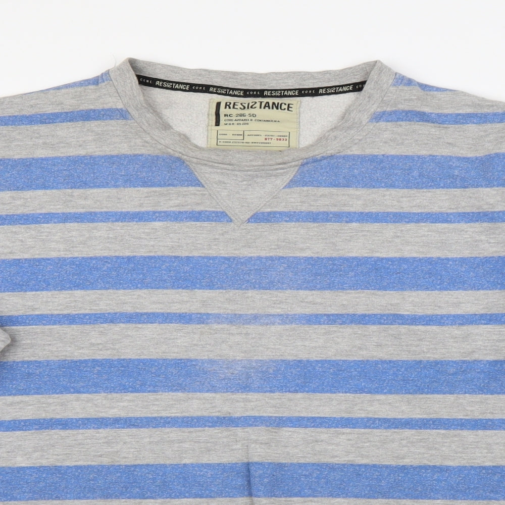resistance Mens Blue Striped  Pullover Jumper Size L