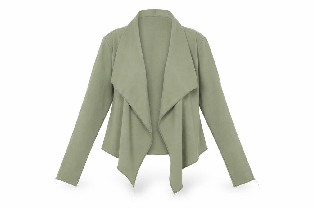 Front view of Missguided women’s green jacket, size UK 10