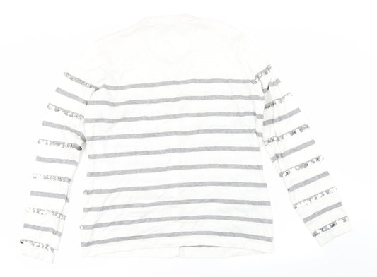 Micha Womens White Striped  Pullover Jumper Size 18