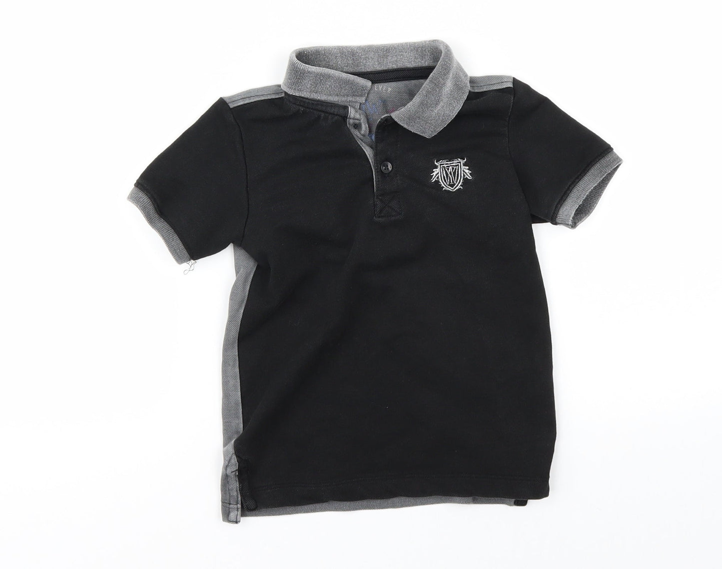 YLW Boys Black   Basic Polo Size 2 Years  - batman superhero