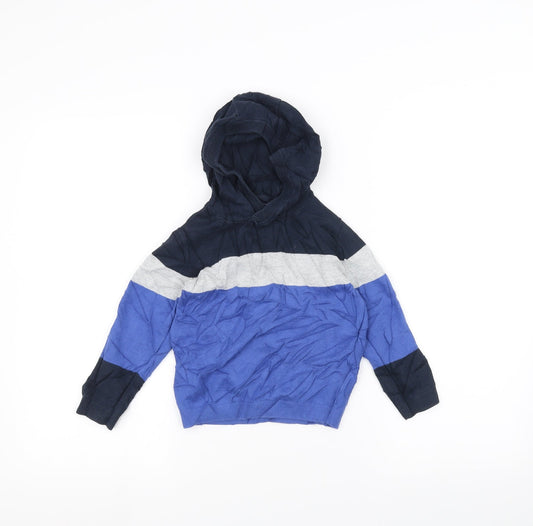 NEXT Boys Blue Striped  Pullover Hoodie Size 4 Years