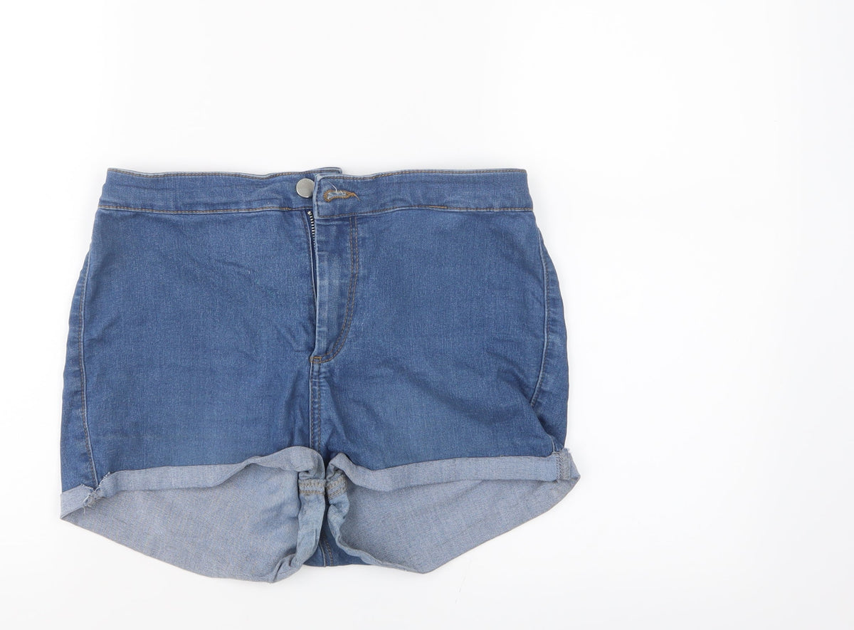 Topshop Womens Blue  Denim Hot Pants Shorts Size 30 in