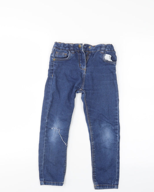 Denim & Co. Girls Blue  Denim Straight Jeans Size 5-6 Years - distressed