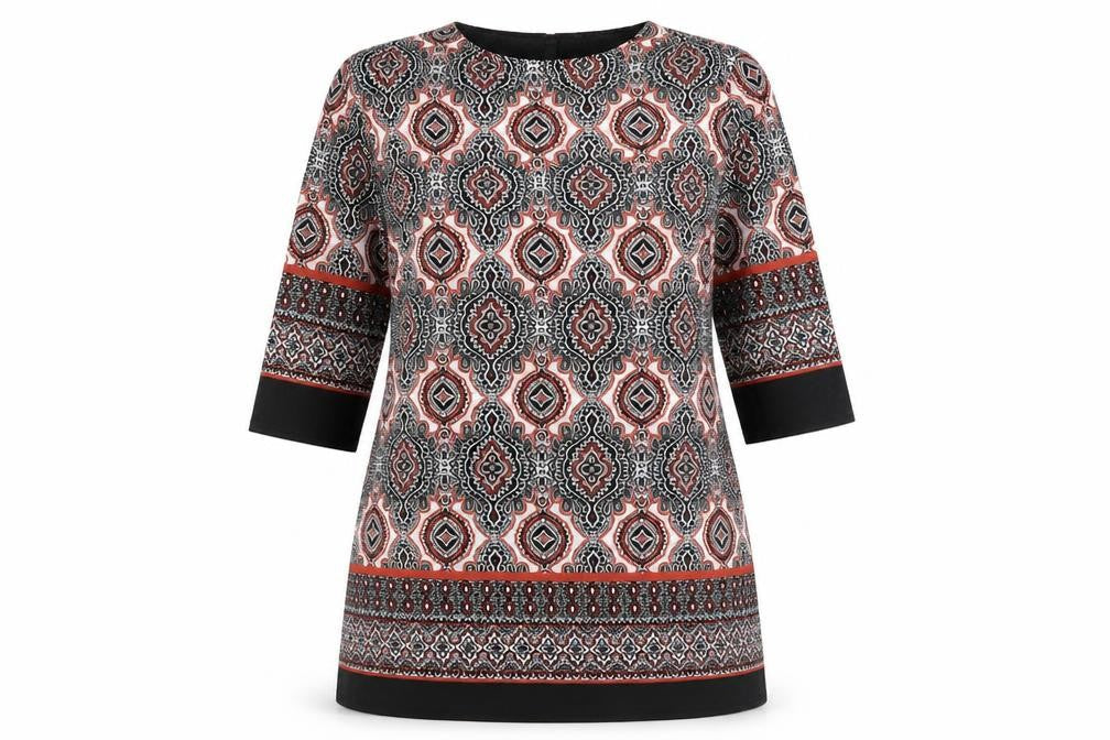 Womens Black Paisley  T-Shirt Dress  Size 12