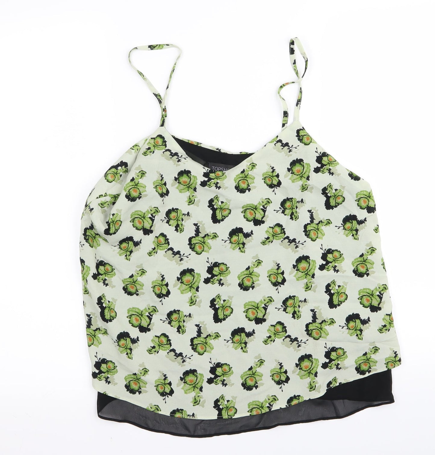 Topshop Womens Green Floral  Basic Blouse Size 10