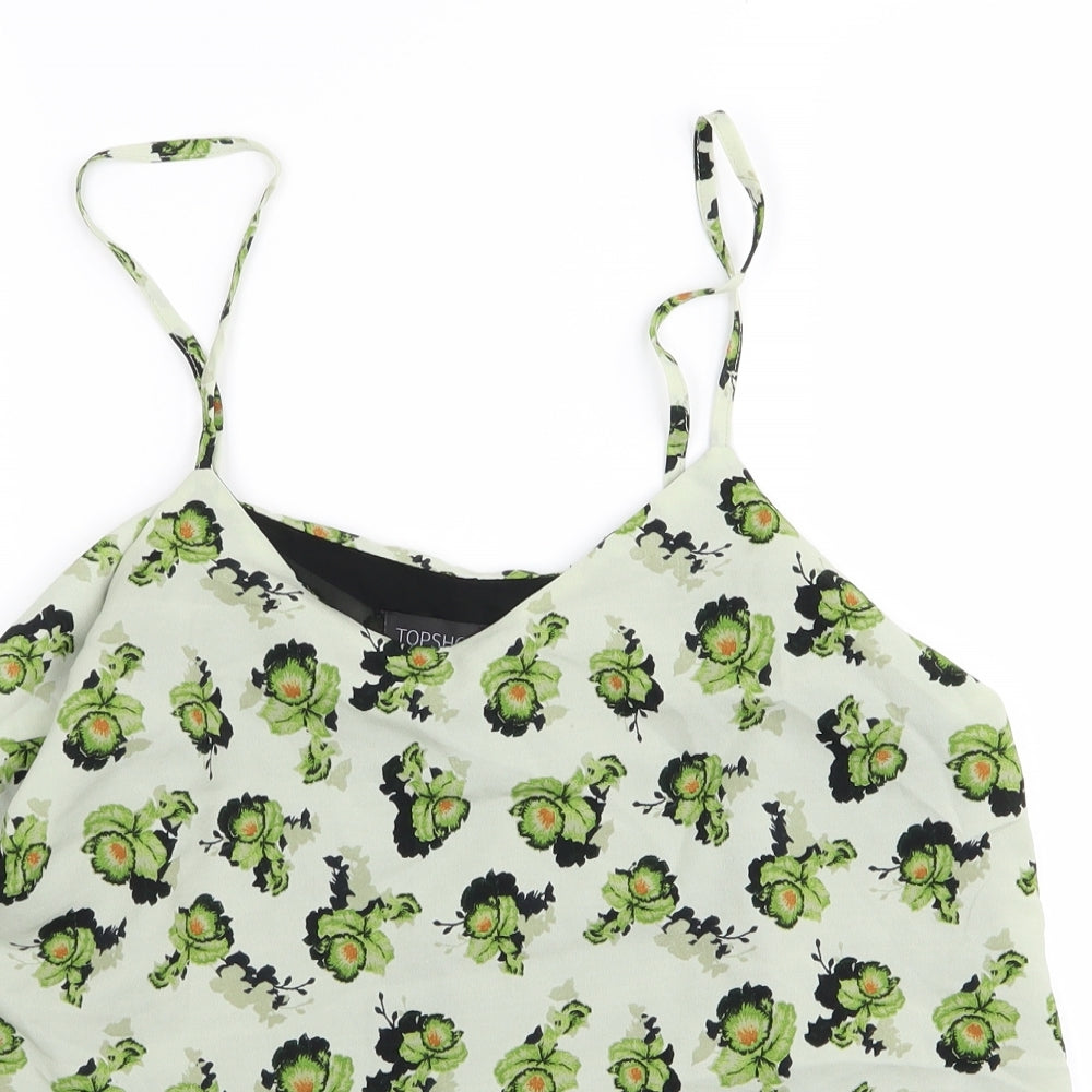 Topshop Womens Green Floral  Basic Blouse Size 10