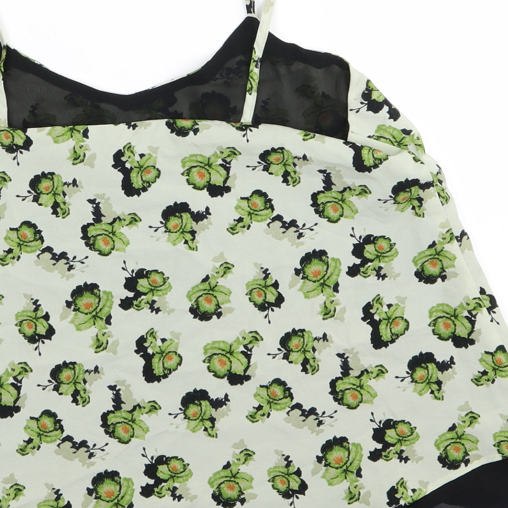 Topshop Womens Green Floral  Basic Blouse Size 10