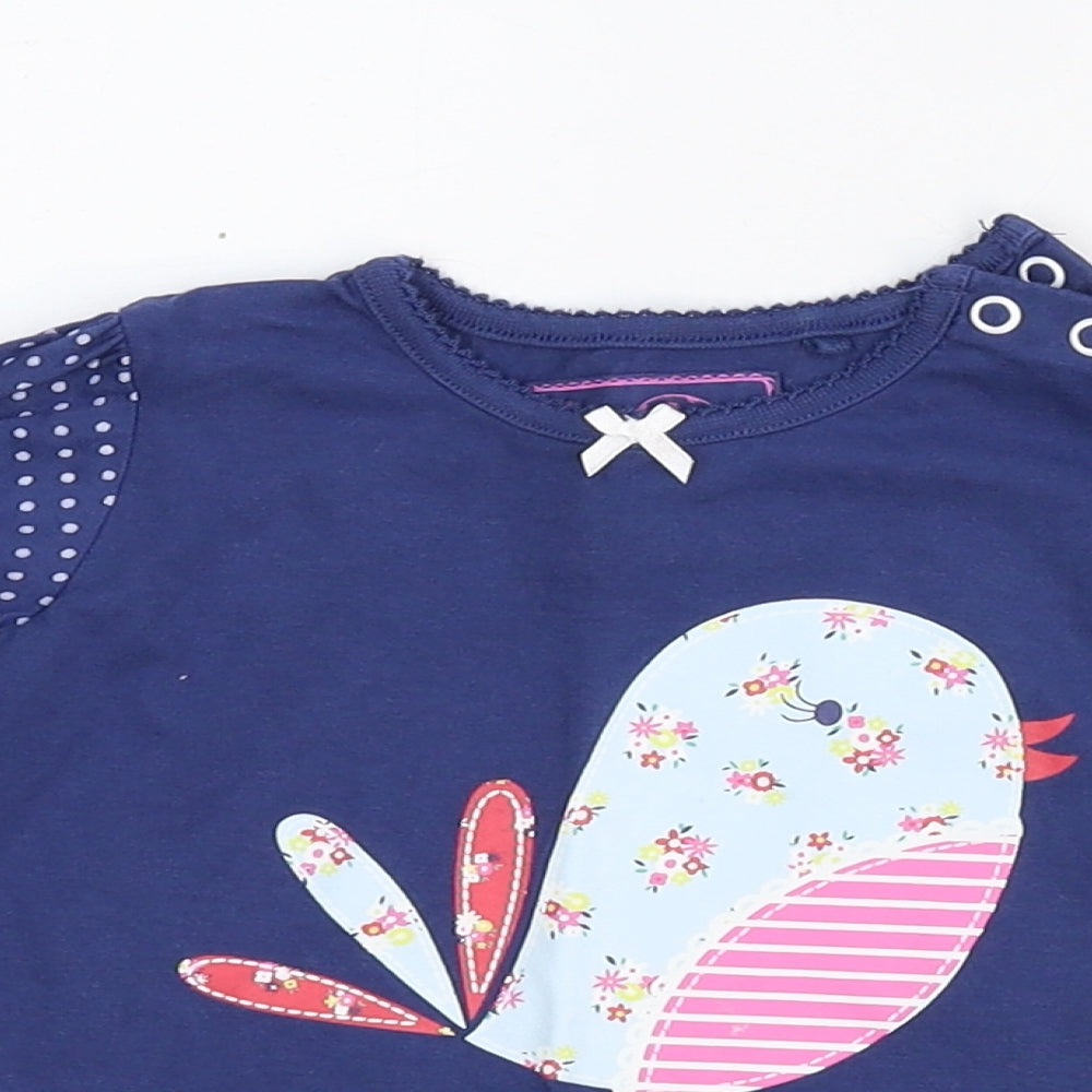 TU Girls Blue   Basic Blouse Size 6-9 Months  - bird