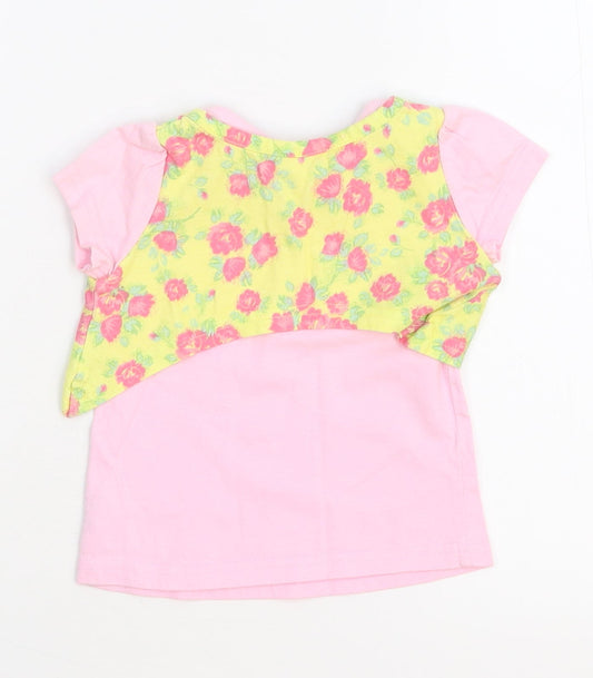 George Girls Pink Floral  Basic T-Shirt Size 6-9 Months