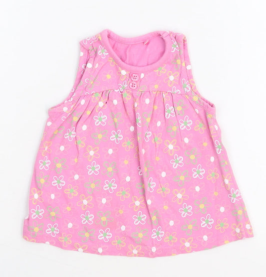 George Girls Pink Floral  Basic Tank Size 6-9 Months