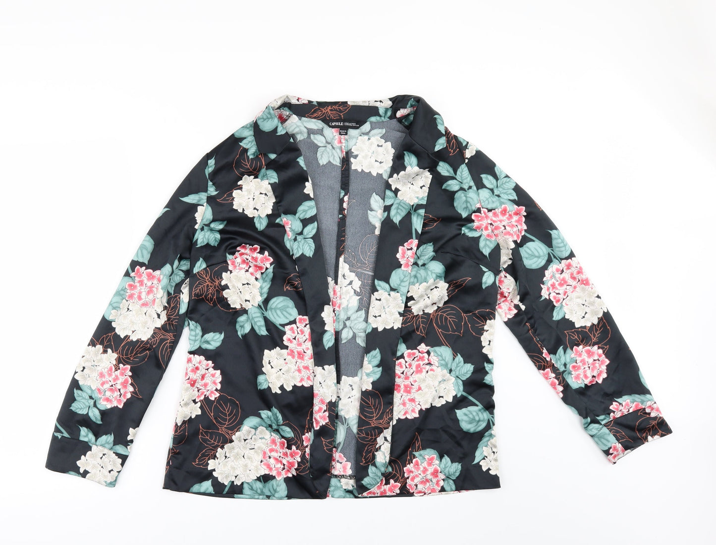 CAPSULE Womens Black Floral  Jacket Blazer Size 14
