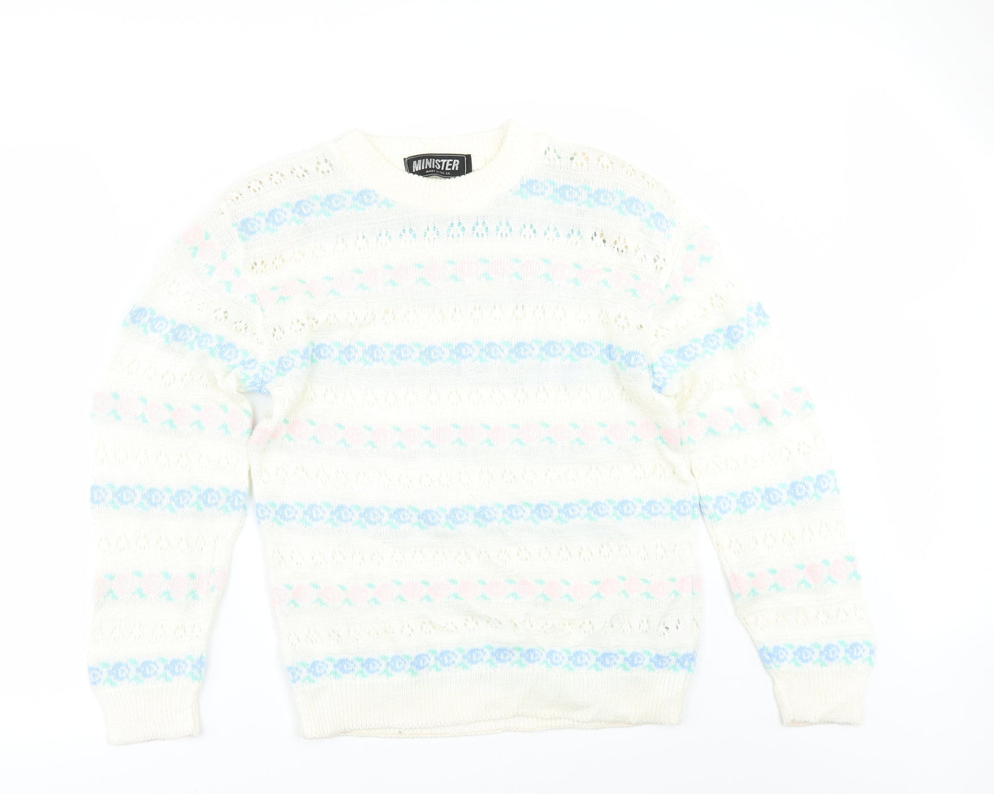 Minister Womens Ivory Floral  Pullover Jumper Size 14