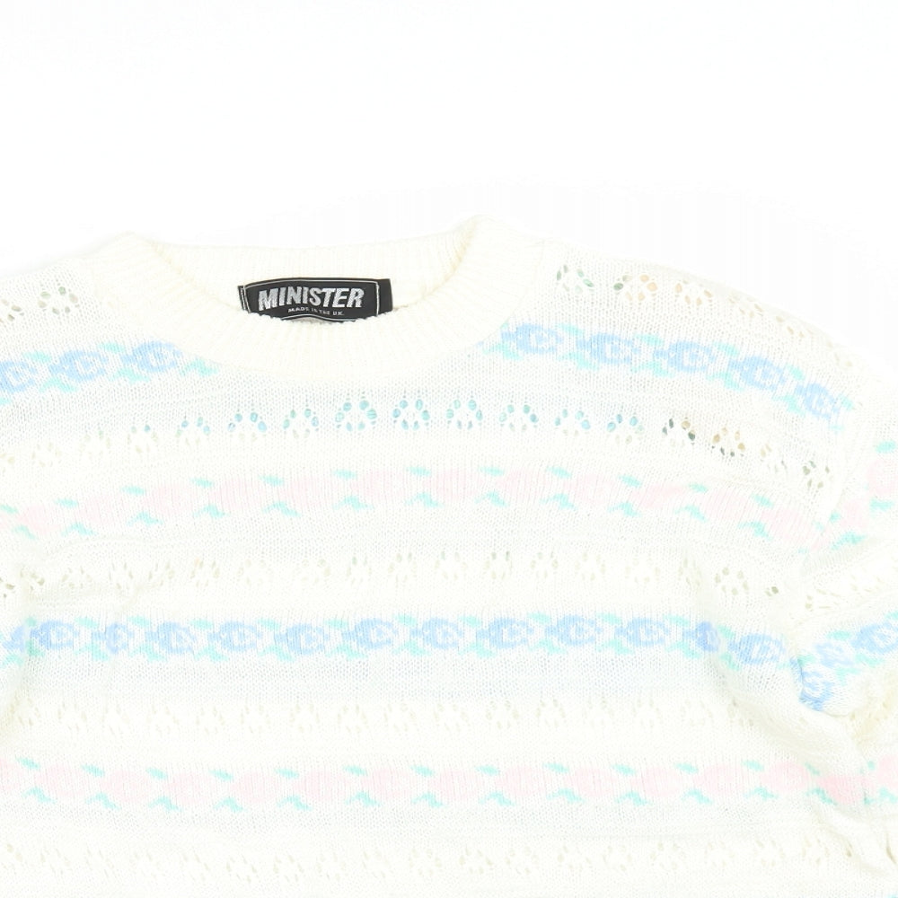 Minister Womens Ivory Floral  Pullover Jumper Size 14