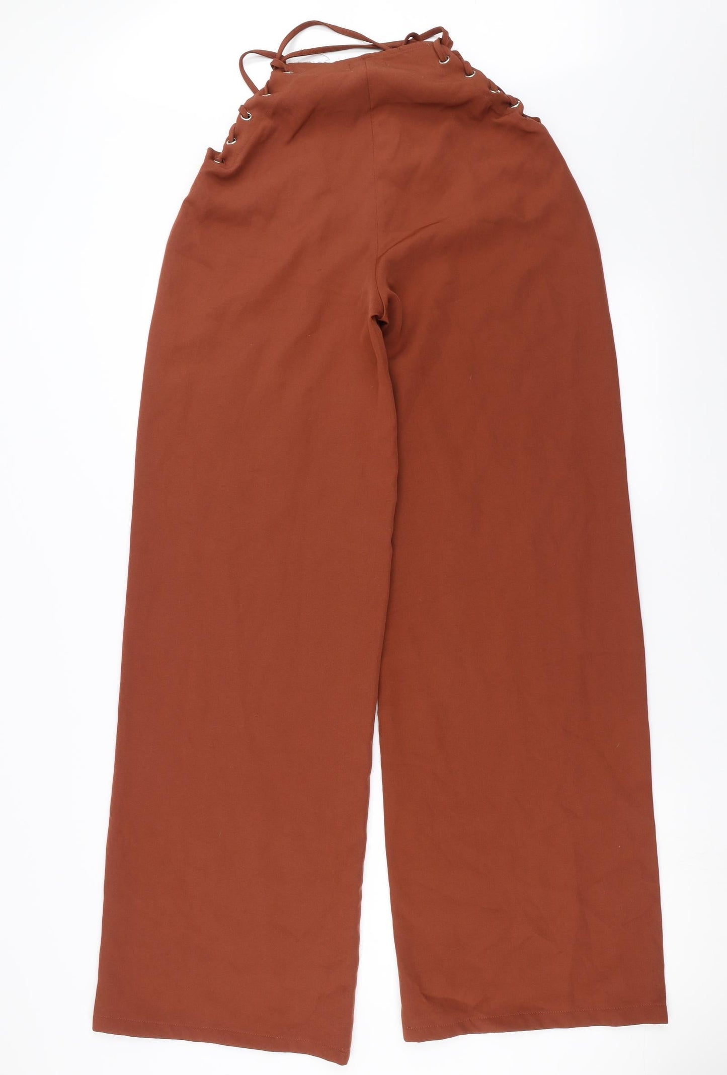 PRETTYLITTLETHING Womens Brown   Trousers  Size 10 L34 in - tie side detail